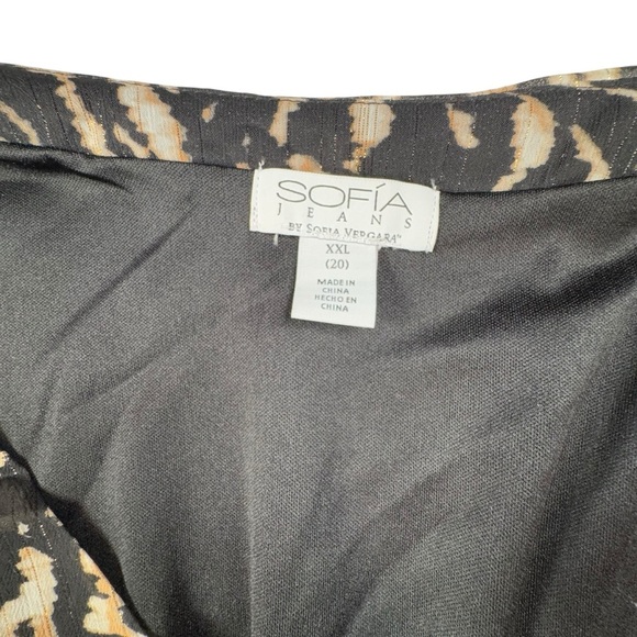 Sofia Jeans Women's Empire Dress Long Sleeves Mid Calf Length XXL Leopard Z78 - Picture 6 of 12
